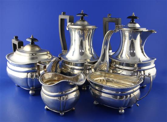 A George V five piece silver tea and coffee service, gross 70 oz.